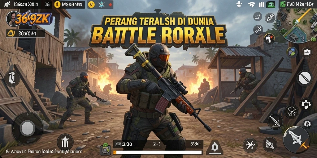 Tampilan aksi intens di battlefield 369ZK dalam mode Battle Royale.