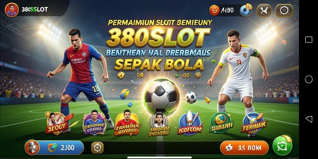 Screenshot utama 380SLOT menunjukkan keseruan permainan slot sepak bola.