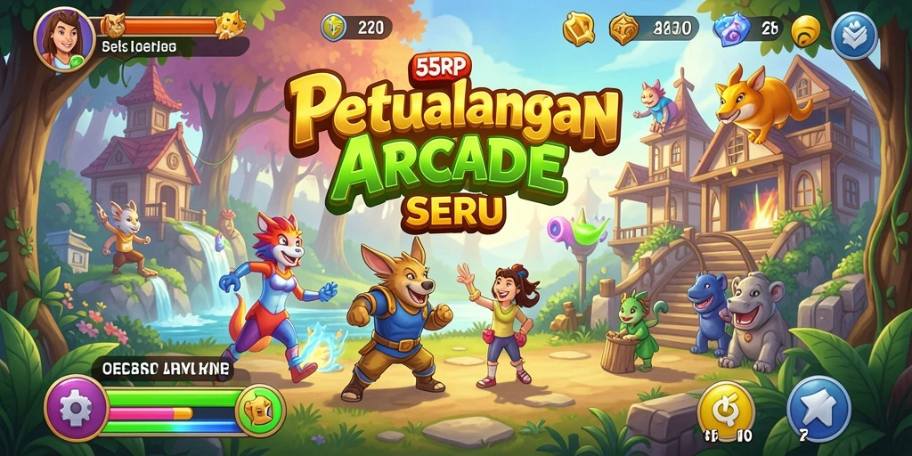 Screenshot utama 55RP menampilkan gameplay seru yang penuh warna.