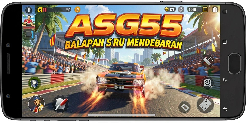 Screenshot ASG55 menunjukkan aksi balapan yang mendebarkan dan grafis yang menawan.