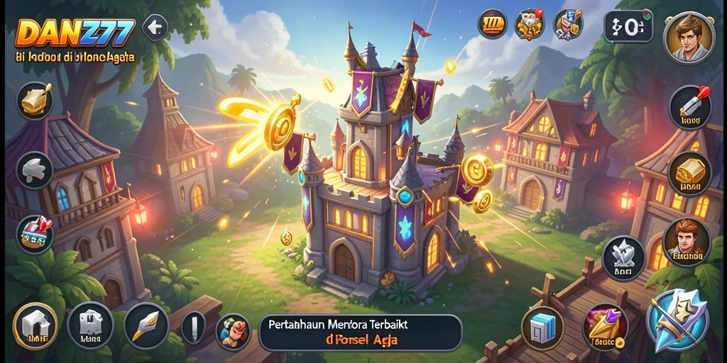 Gameplay menara pertahanan yang seru dan menantang.
