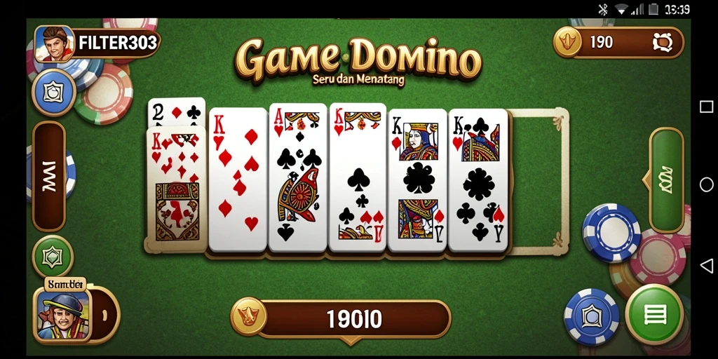 Tampilan gameplay menarik dari FILTER303 dengan kartu Domino.