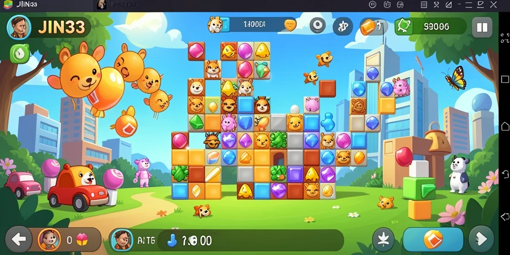 Tampilan gameplay menarik JIN33 dengan berbagai jenis puzzle.