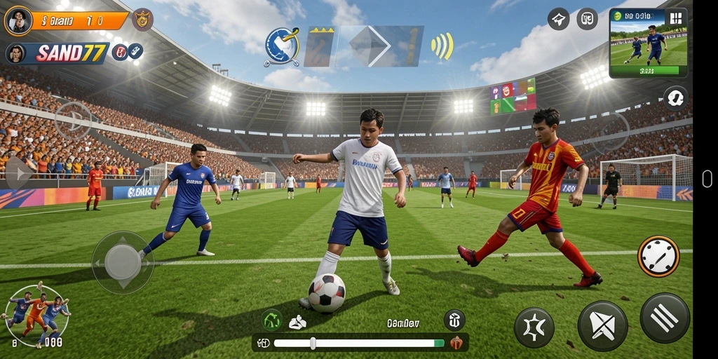 Screenshot gameplay SAND77 menampilkan serunya olahraga di dalam game.