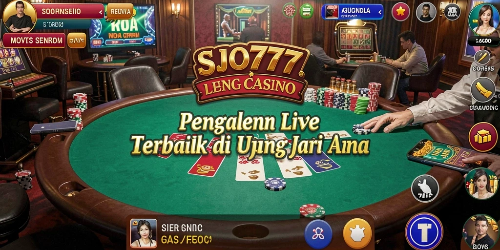 Gameplay SJO777 dengan dealer langsung dan suasana kasino yang menegangkan.