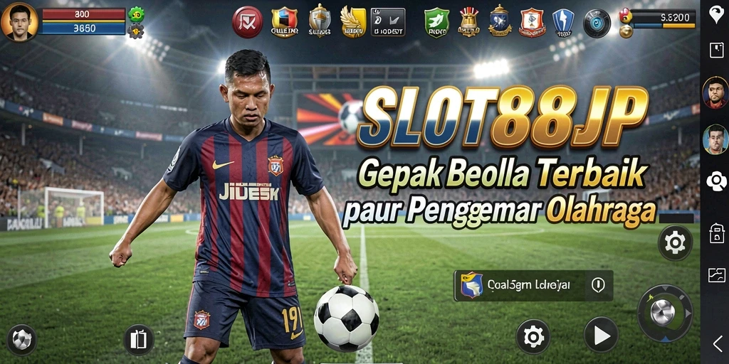 Tampilan gameplay SLOT88JP yang mendebarkan dengan aksi sepak bola seru.